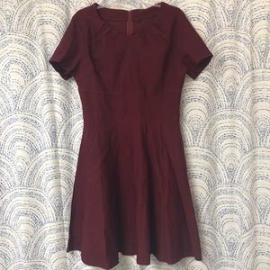 A-line, Ruffle Neckline, Burgundy Cocktail Dress